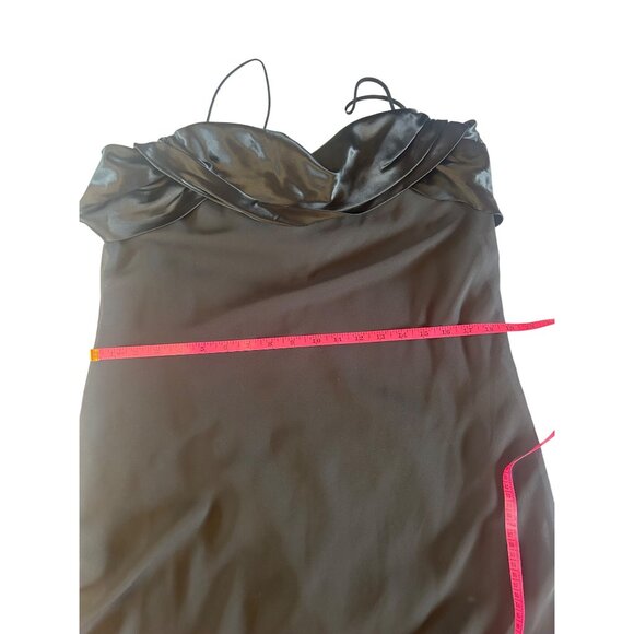 VTG Black Formal Gown Slip Dress 13/14 Draped Satin Neckline Elegant Old Money - Picture 7 of 7